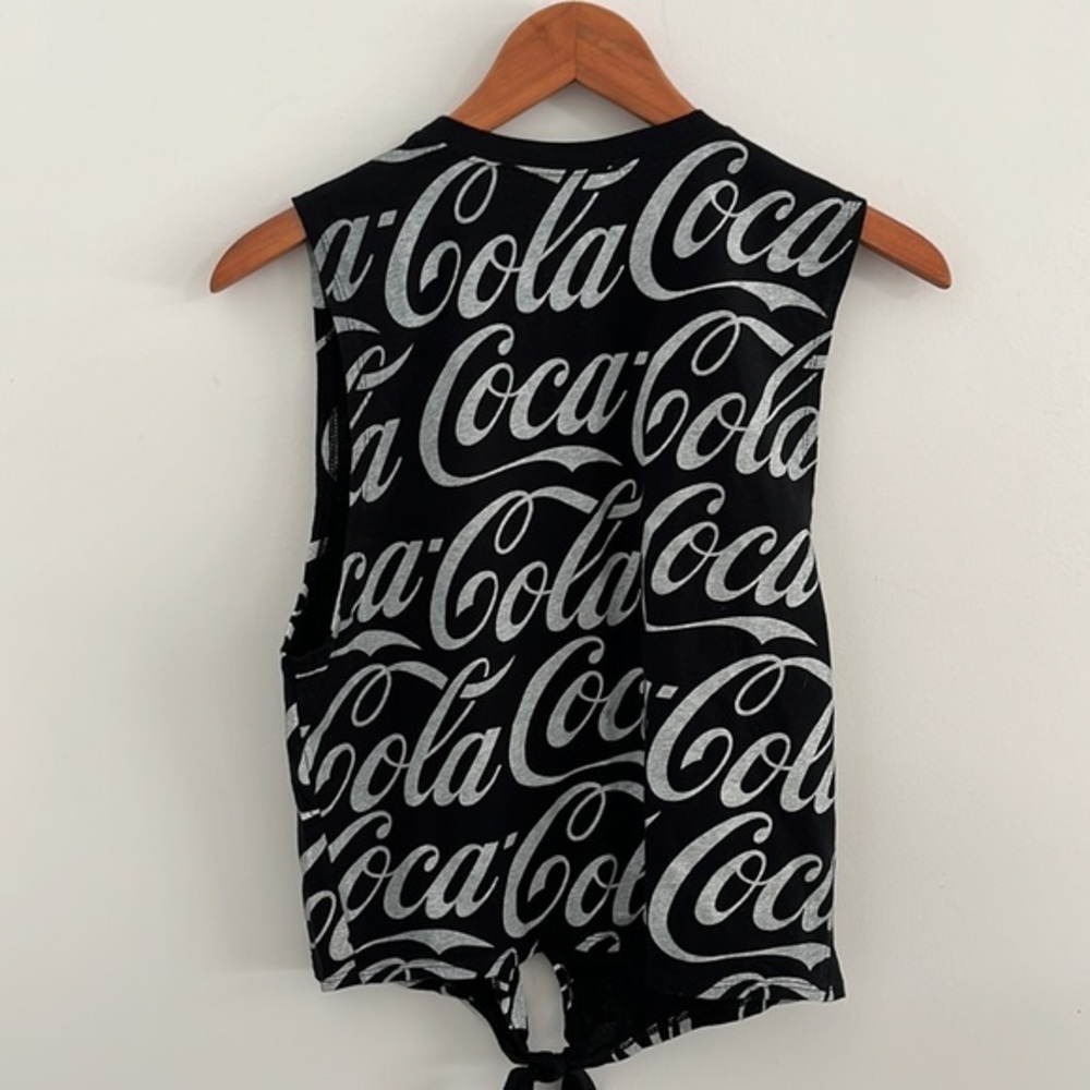 Mighty fine Coca Cola logo tank top muscle tee tie front wide arm opening - Picture 3 of 3